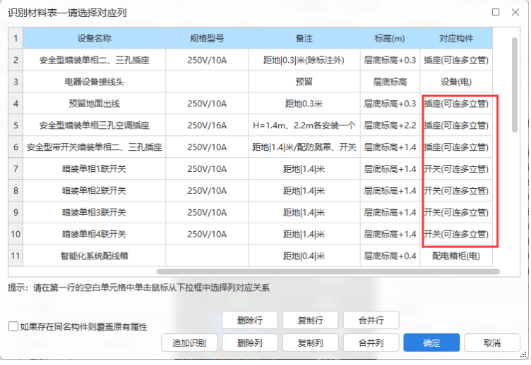 请问各位大神：怎么样知道广联达安装算量GQI电气照明设备（比如开关、插座、灯等）的可连立管是单、多？
